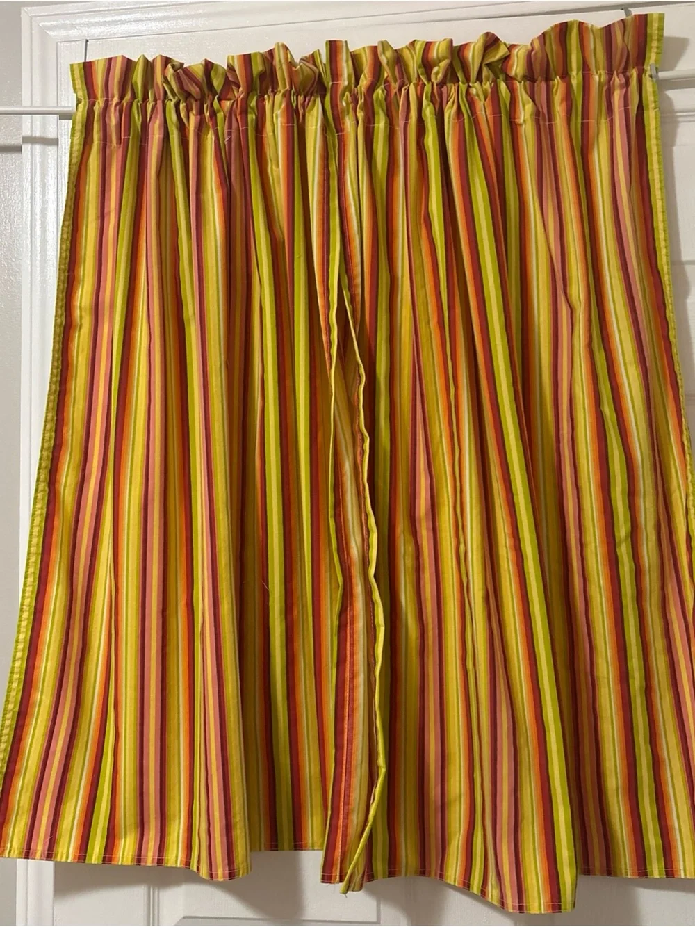 Vibrant Striped Curtain Panels in Yellow, Orange & Pink - handmade new